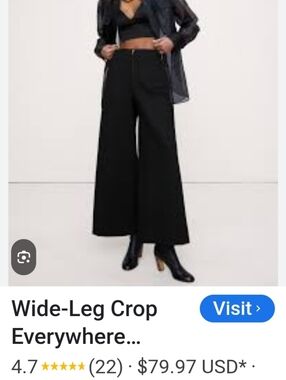 Banana Republic wide leg high-rise cropped chino in black Size 6 NWT